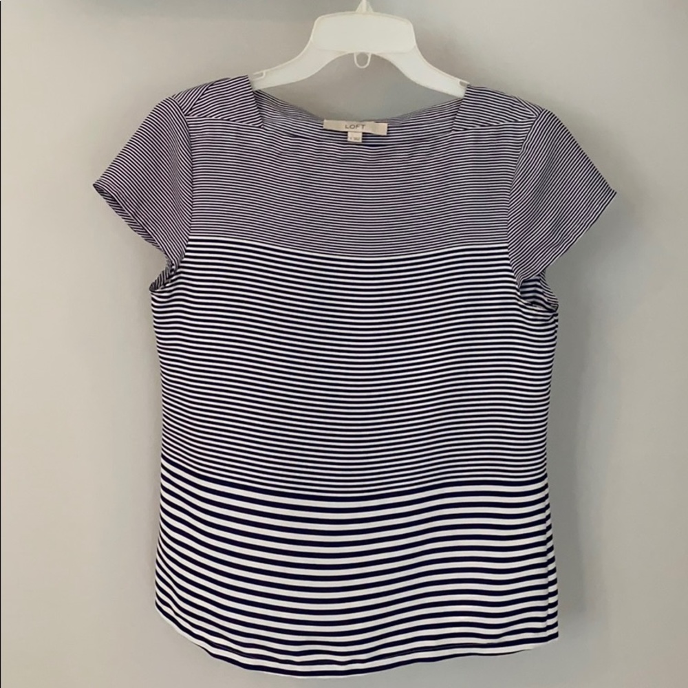 Blue & White Striped Silk Blouse